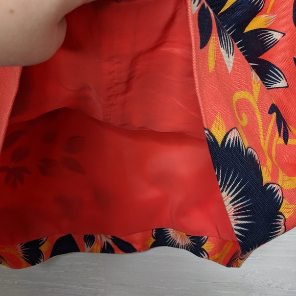 J.Crew Floral Mini Skirt Linen Blend orange size 4 - Picture 6 of 7